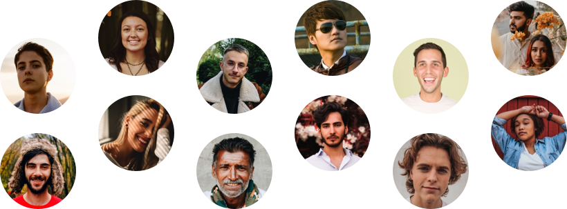 Banner of multiple portrait representig users registered on the app.